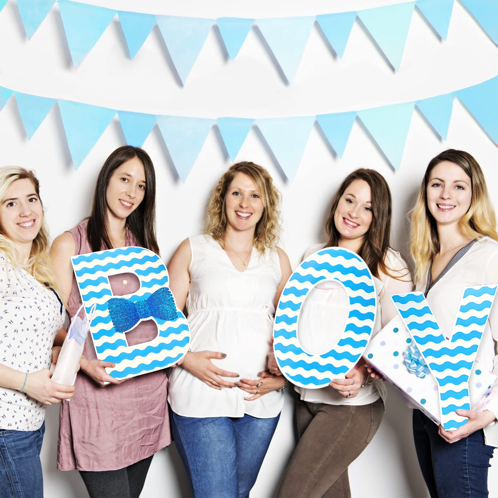 Marsui blue baby shower sign set ideal for gender reveal celebrations outdoors.