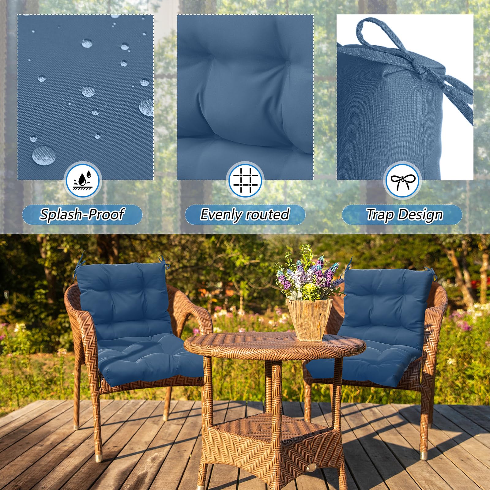 Marsui blue gray waterproof cushions showcasing durable fabric