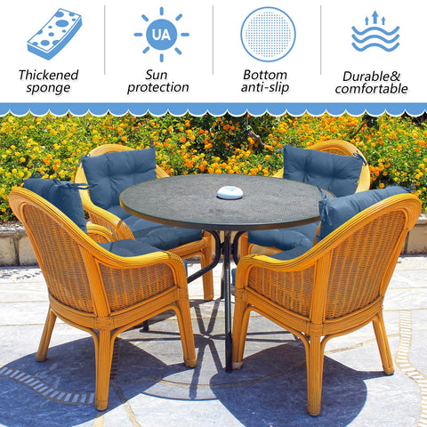 Marsui cushions on a patio chair highlighting secure ties