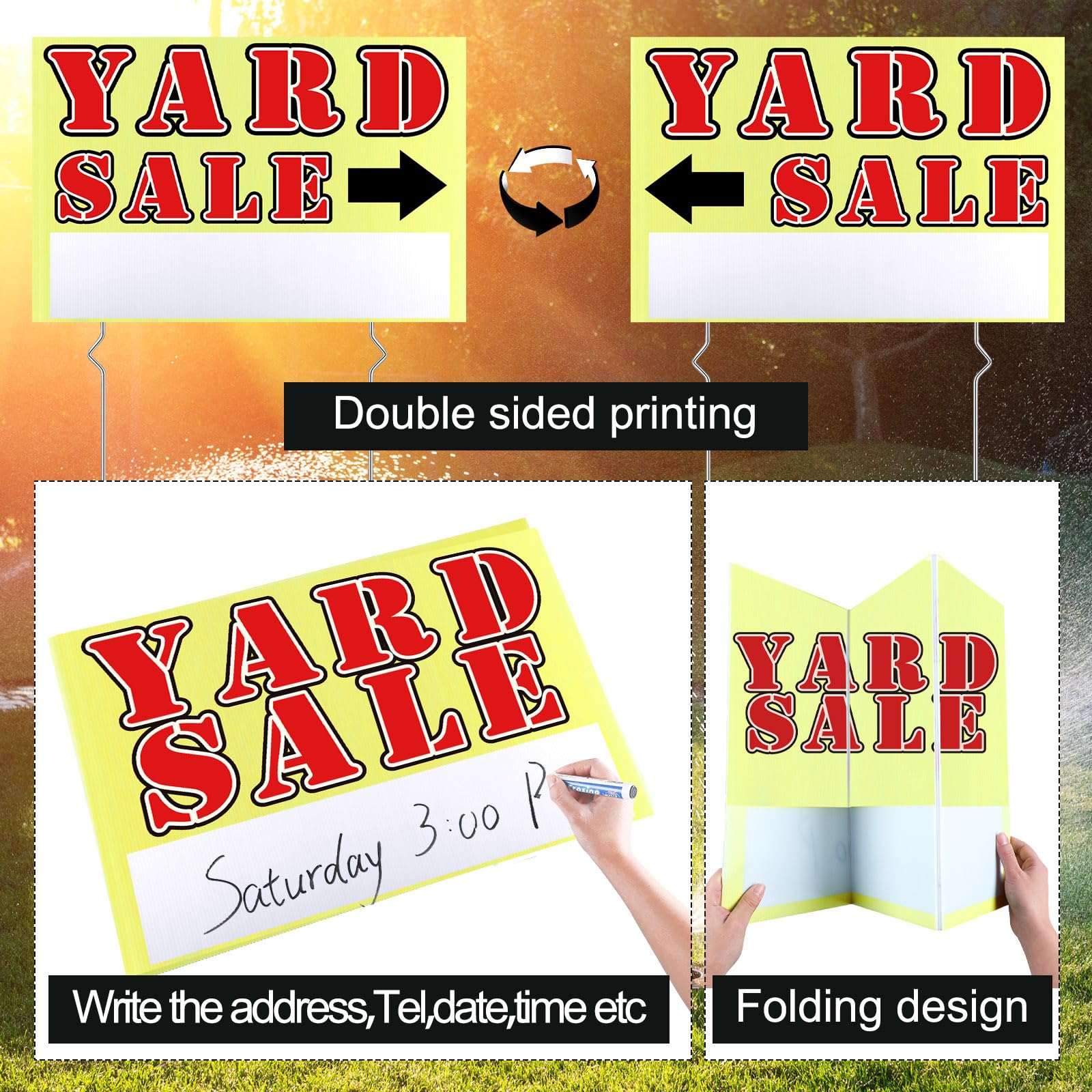 Marsui double-sided yard sign helps guide customers to your sale.