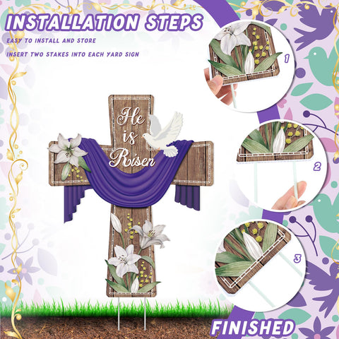 Marsui yard stake cross sign, quick setup for instant holiday ambience.