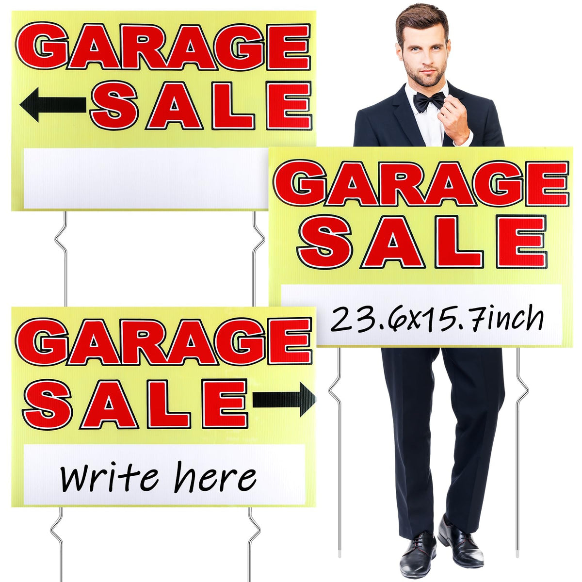 Marsui garage sale sign 23.6x15.7 inches, double-sided for maximum outdoor visibility
