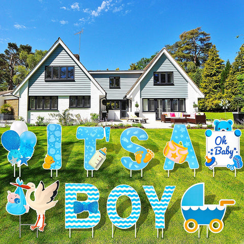 Marsui It's a Boy blue yard sign with stakes for outdoor visibility.