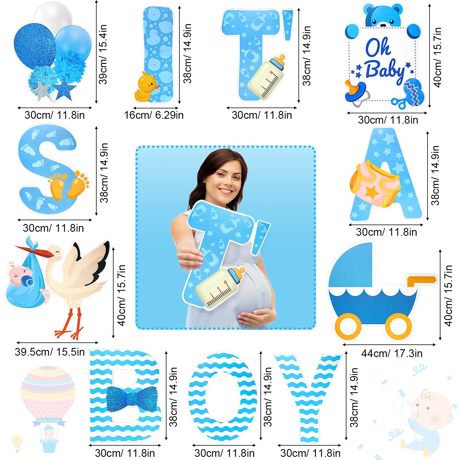 Marsui large baby shower yard sign kit with 11 pieces for easy setup.