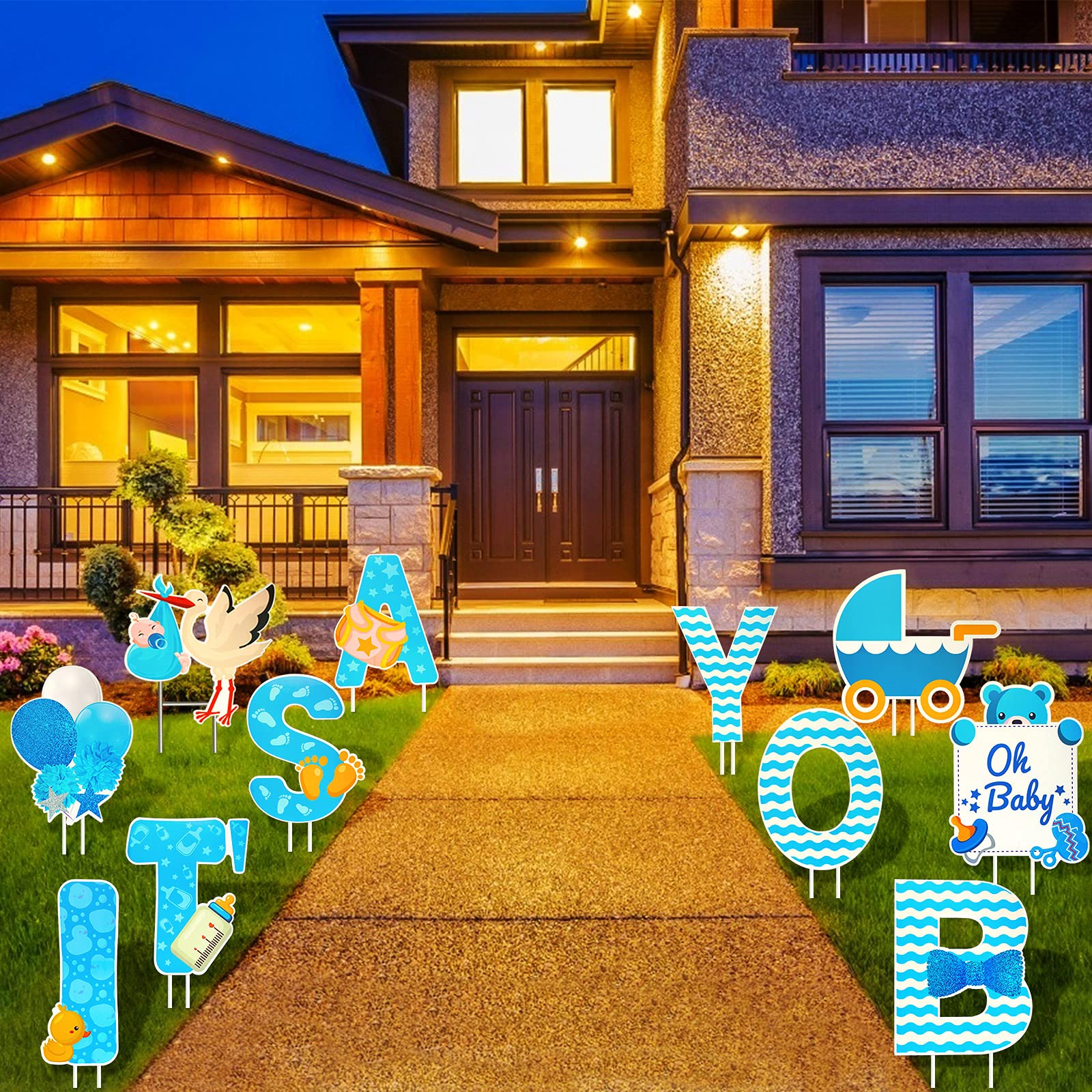 Marsui large blue yard sign measures 15.8 by 17.3 inches for clear viewing.