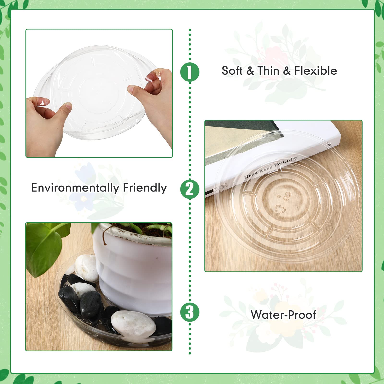 Marsui plant saucer 10 inch clear tray collects overflow