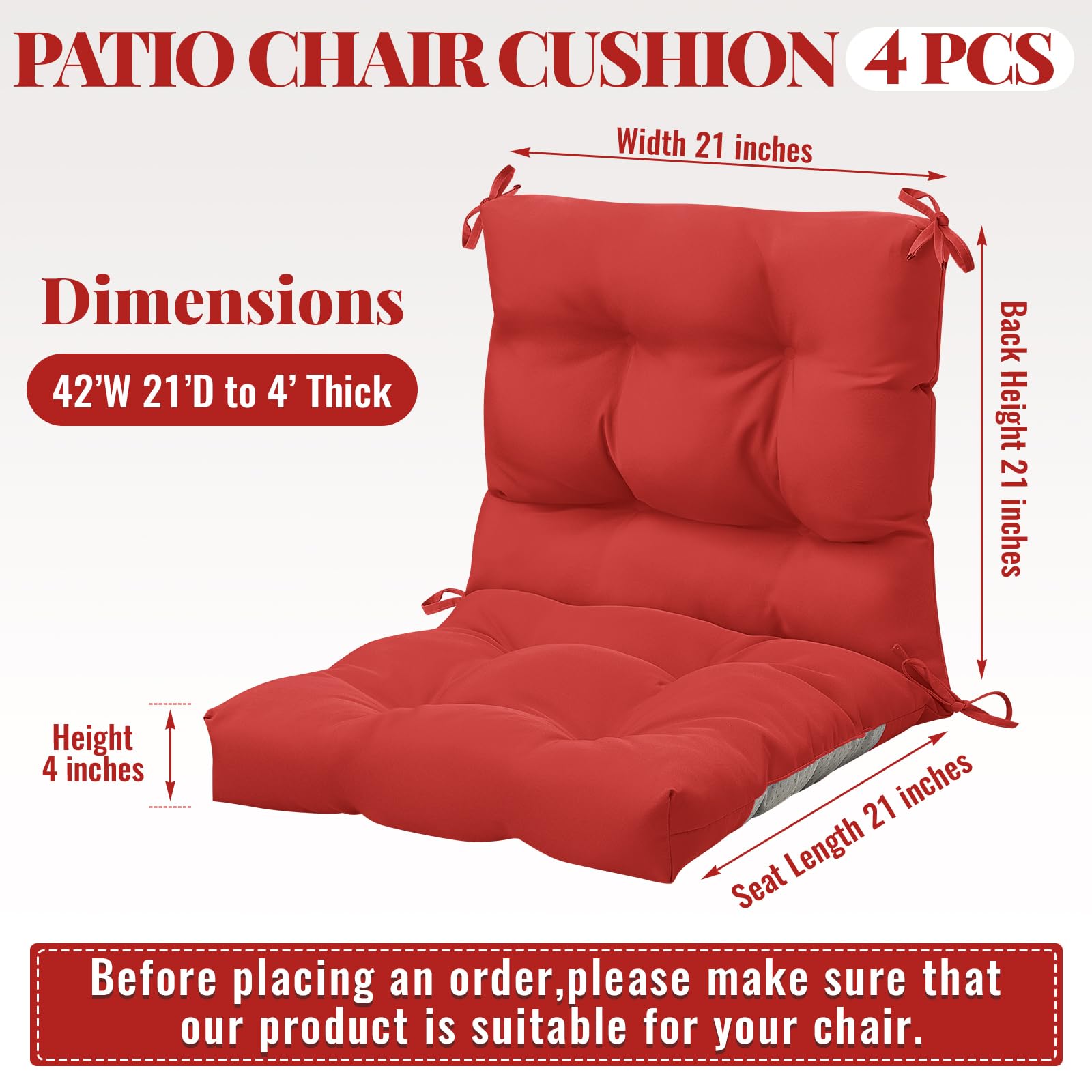 Marsui side view red cushion with ties for secure fit