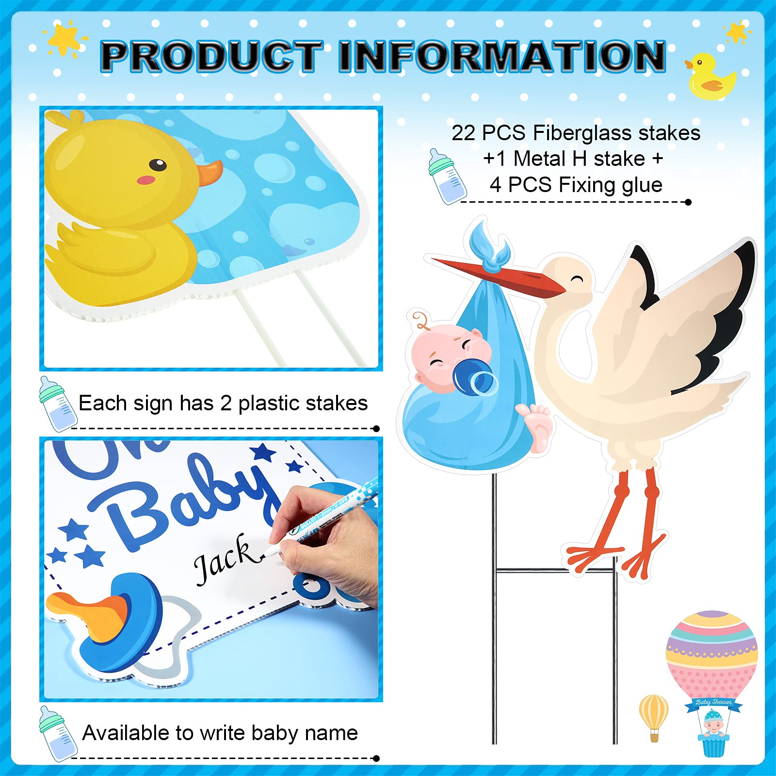 Marsui weatherproof blue baby sign with UV protection for lasting outdoor use.