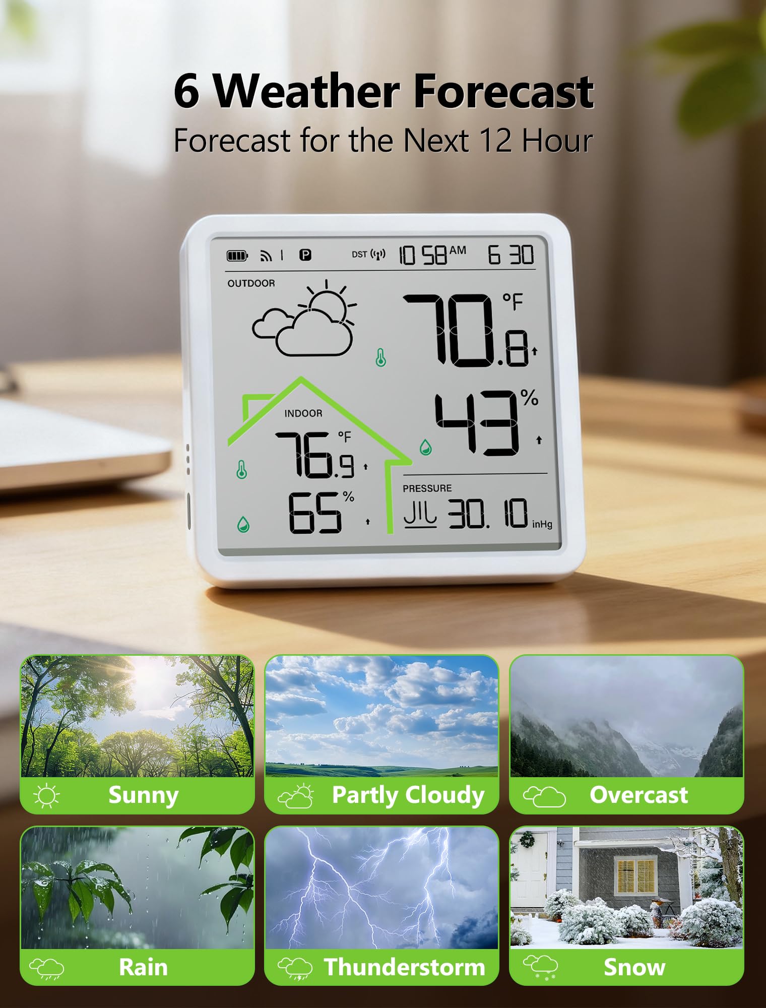 MASHI Rechargeable Weather Station USB-C port for easy recharging