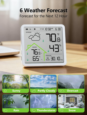 MASHI Rechargeable Weather Station USB-C port for easy recharging