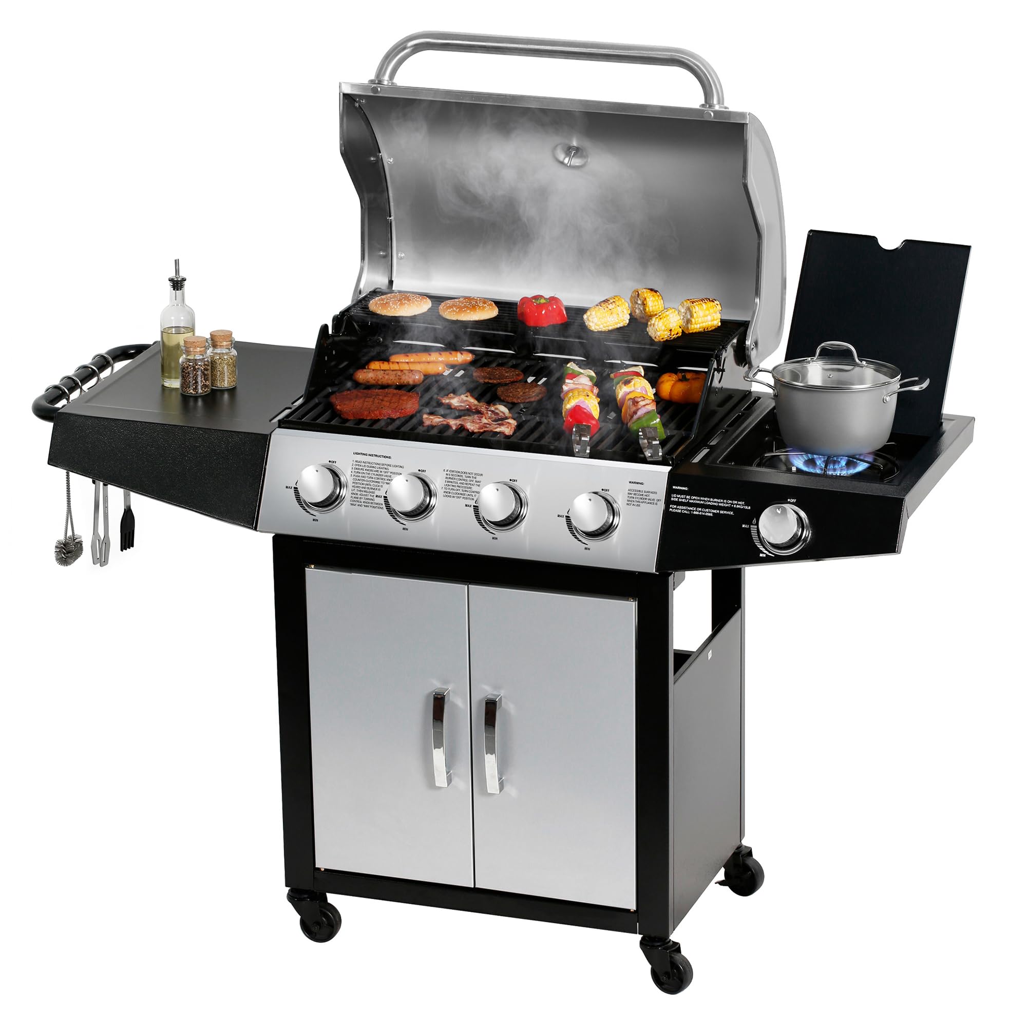 MASTER COOK 4+1 grill lid in stainless steel for durable outdoor cooking.