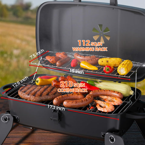MASTER COOK porcelain-coated grates for quick cleanup after cooking.