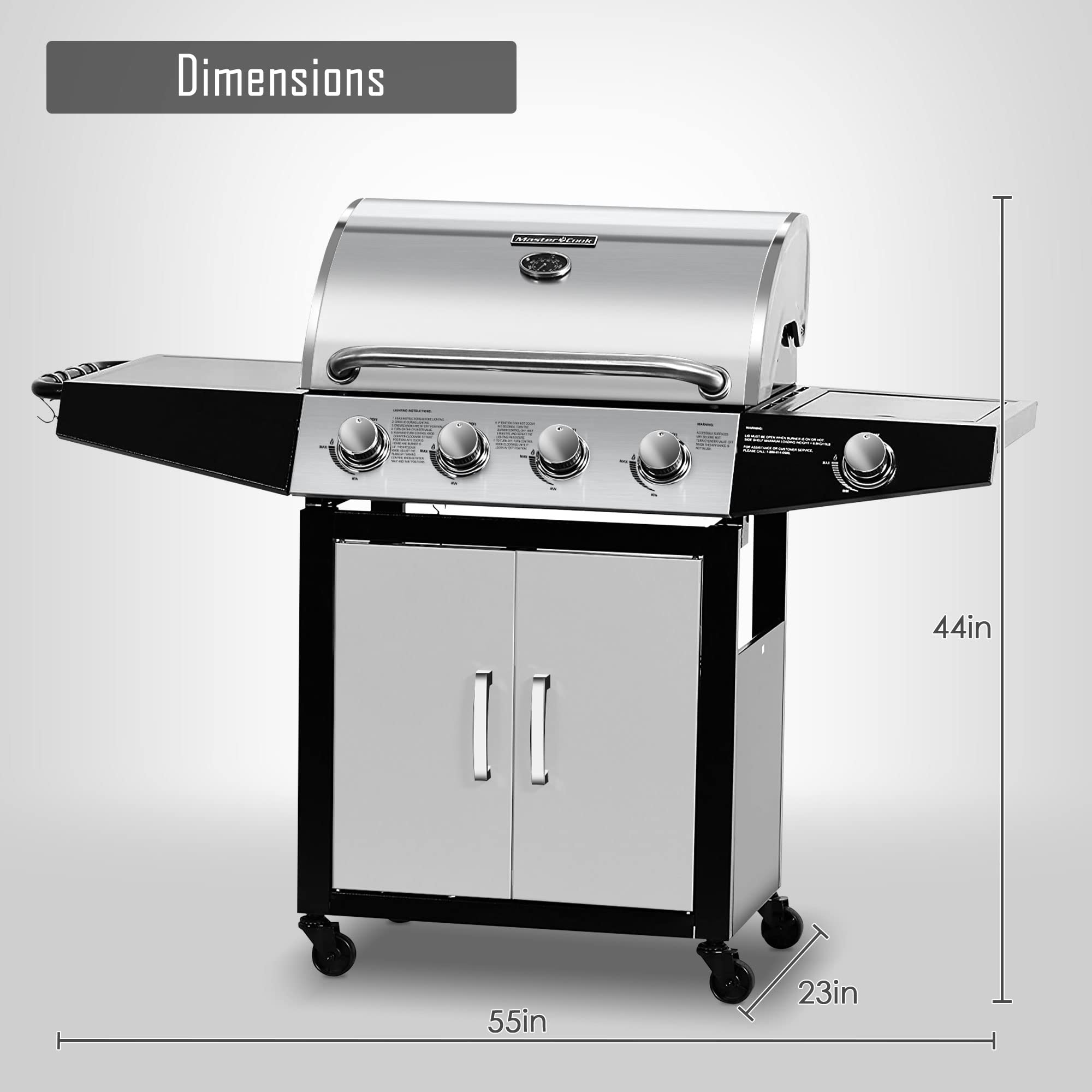 MASTER COOK stainless steel lid and control panel provide weather-ready durability.
