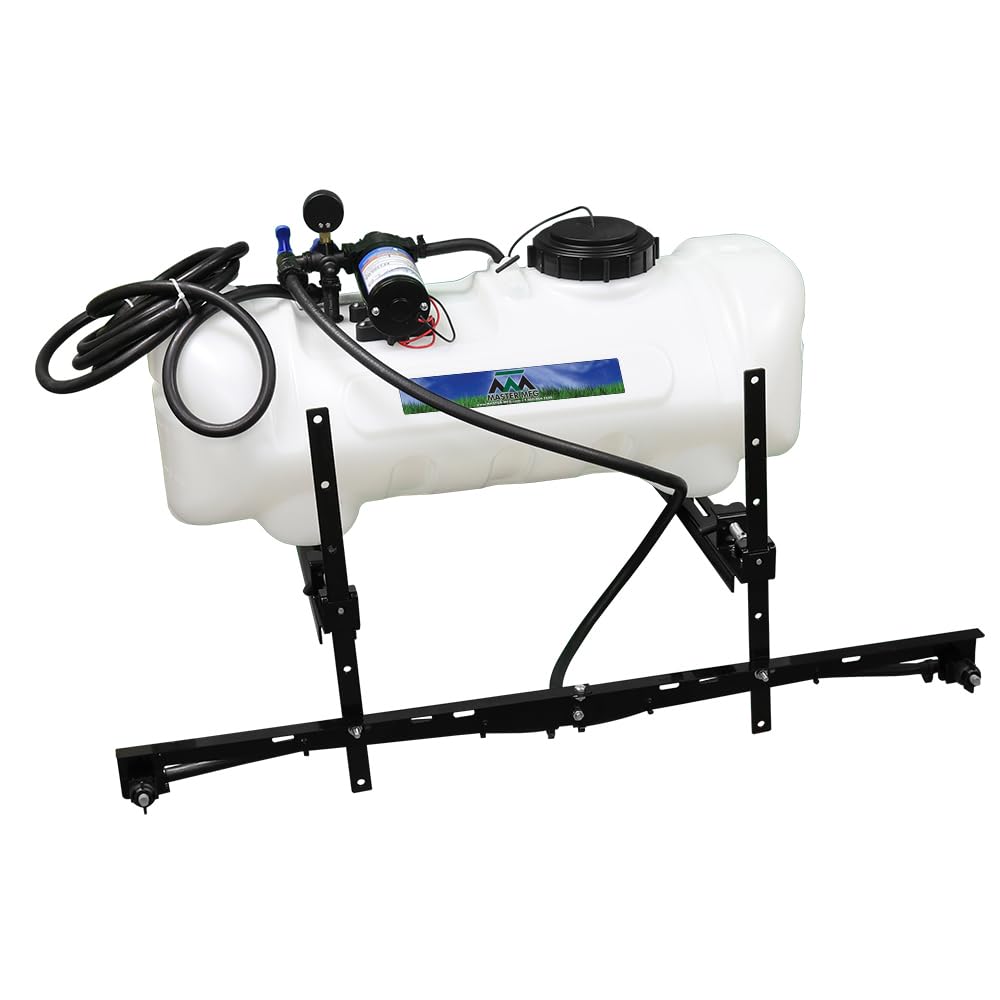 Master Mfg 15-Gallon ATV Sprayer tank enables efficient lawn coverage and easy refilling.