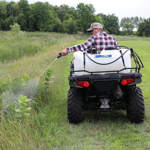 Master Mfg UTV-mounted configuration demonstrates secure transport and spray readiness.