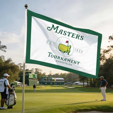 Master Tournament Flag front yard view with team inspired decor