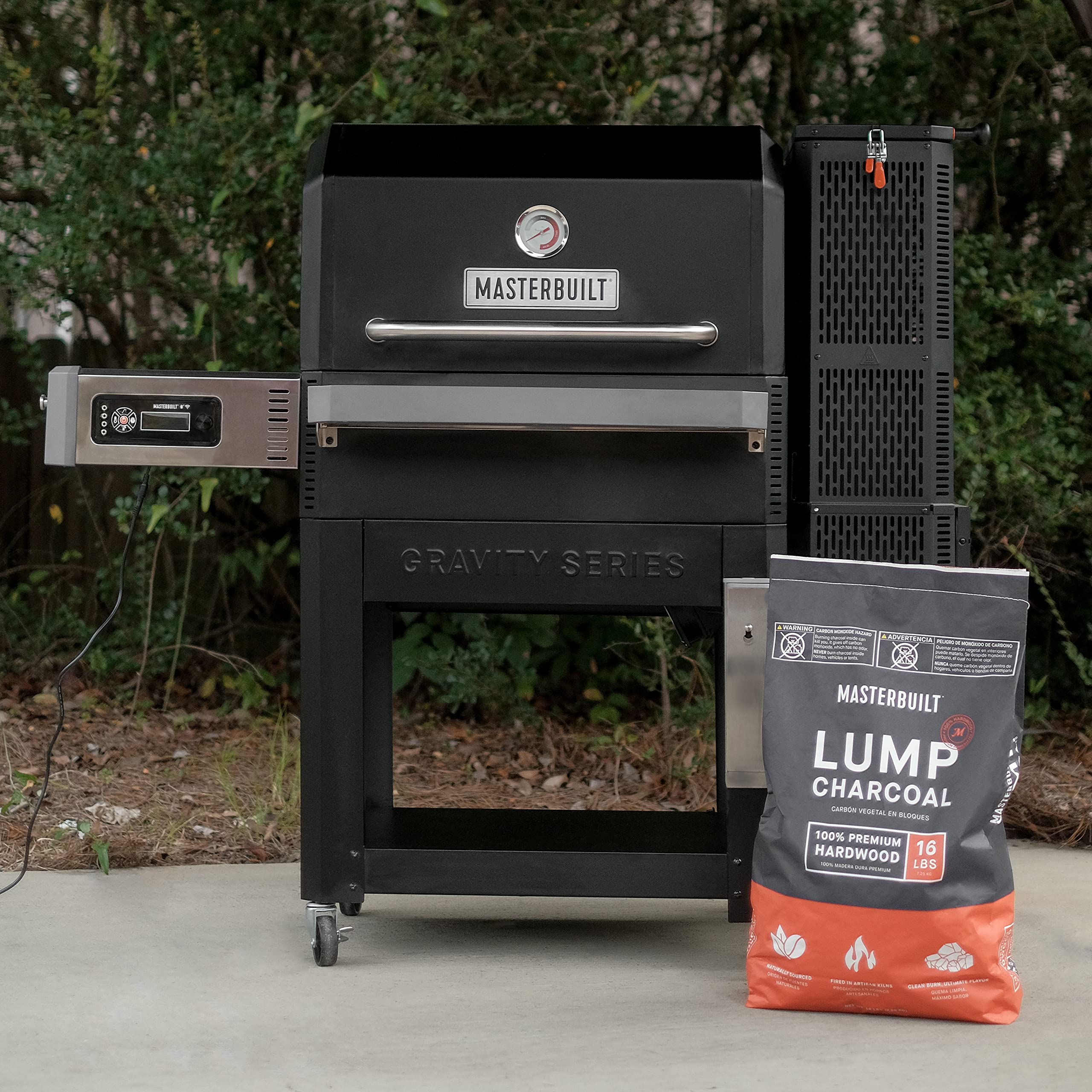 Masterbuilt lump charcoal burning cleanly to deliver true charcoal flavor across temperatures.