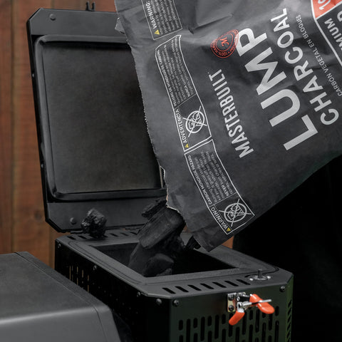 Masterbuilt lump charcoal kiln-fired in artisan kilns for consistent performance.