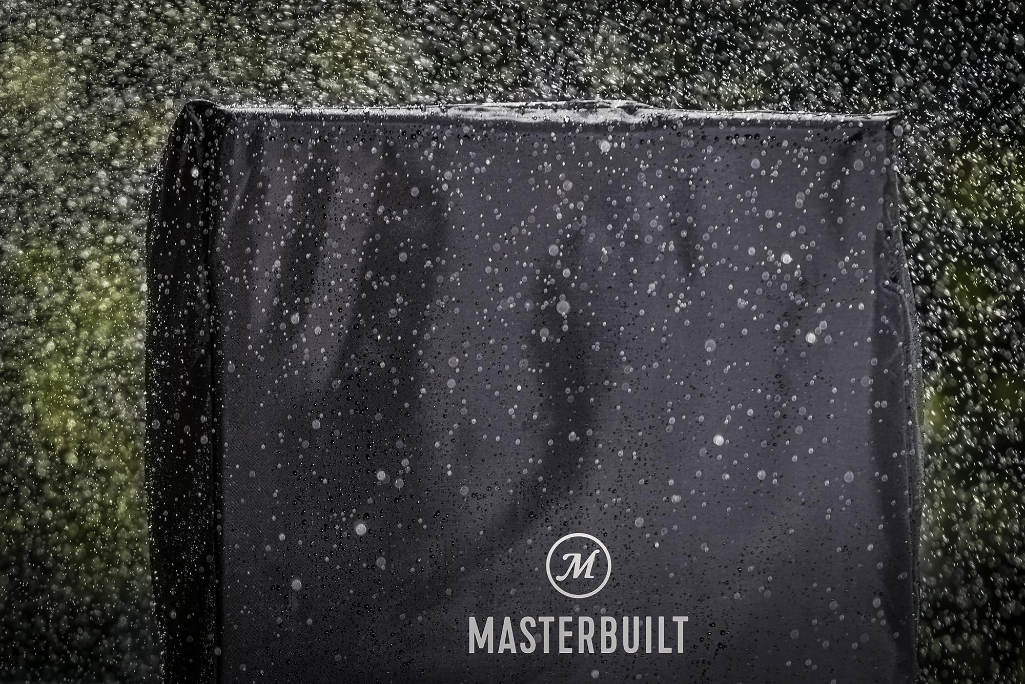 Masterbuilt weather-resistant polyester cover close-up highlights durable fabric for outdoors