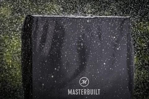 Masterbuilt weather-resistant polyester cover close-up highlights durable fabric for outdoors