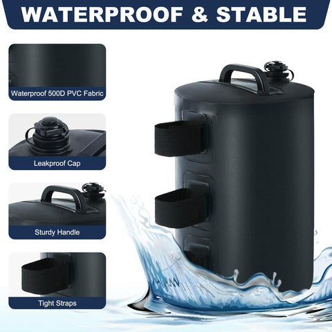 MASTERCANOPY weight bags with 10 liter capacity attached to a canopy