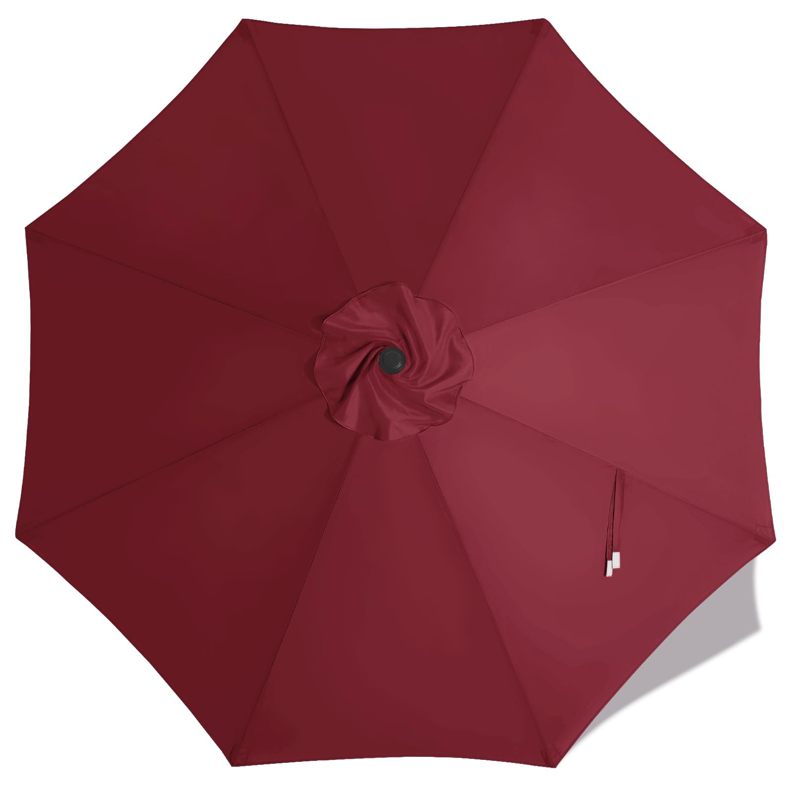 Mastercanopy 9 ft replacement canopy for 8-rib umbrellas in burgundy, ready for installation.