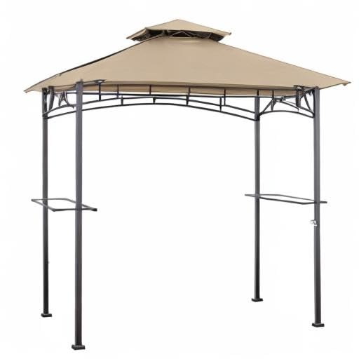 Mastercanopy beige canopy on grill gazebo during sunny days.