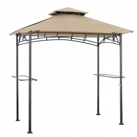 Mastercanopy beige canopy on grill gazebo during sunny days.