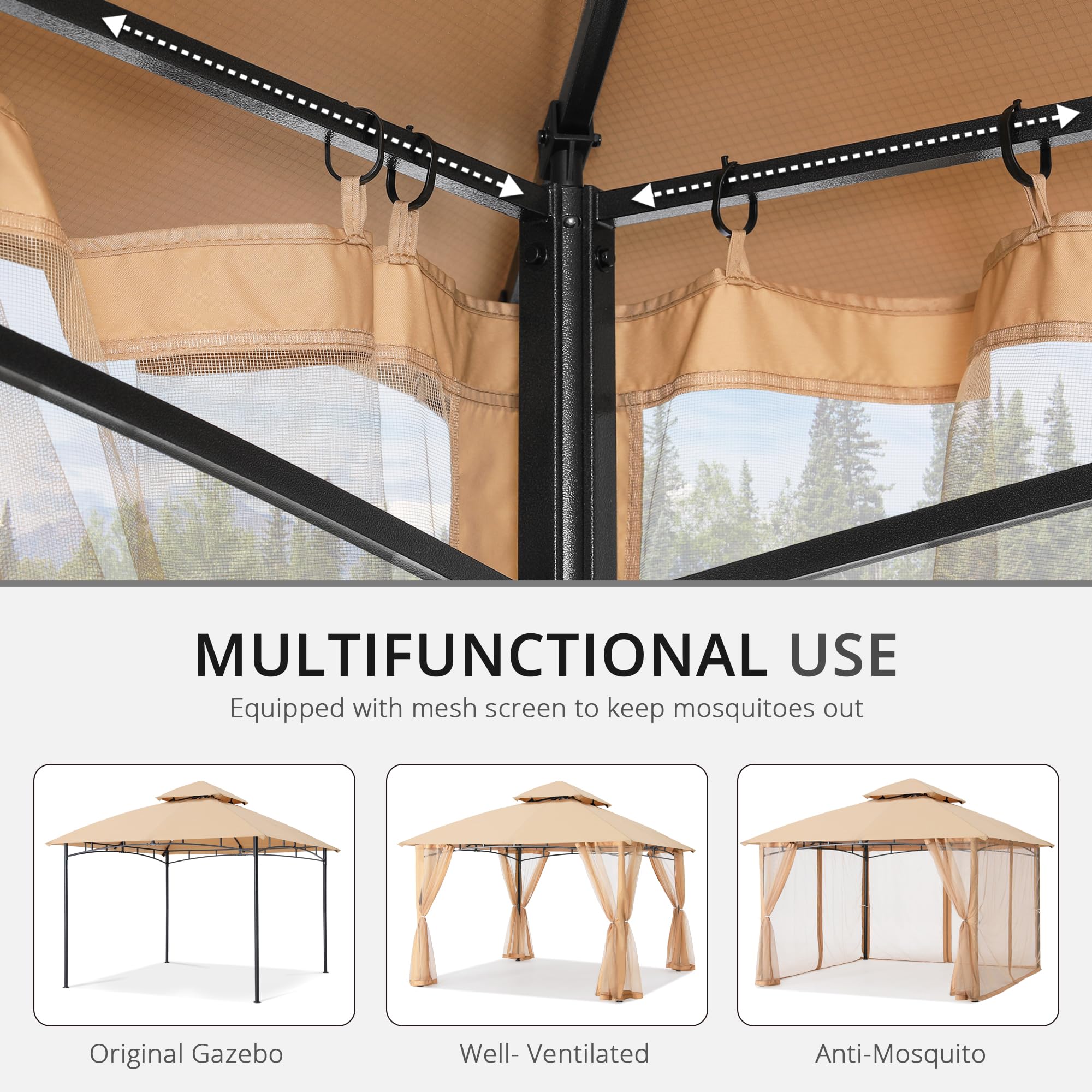 MasterCanopy four-panel netting set provides complete gazebo enclosure.