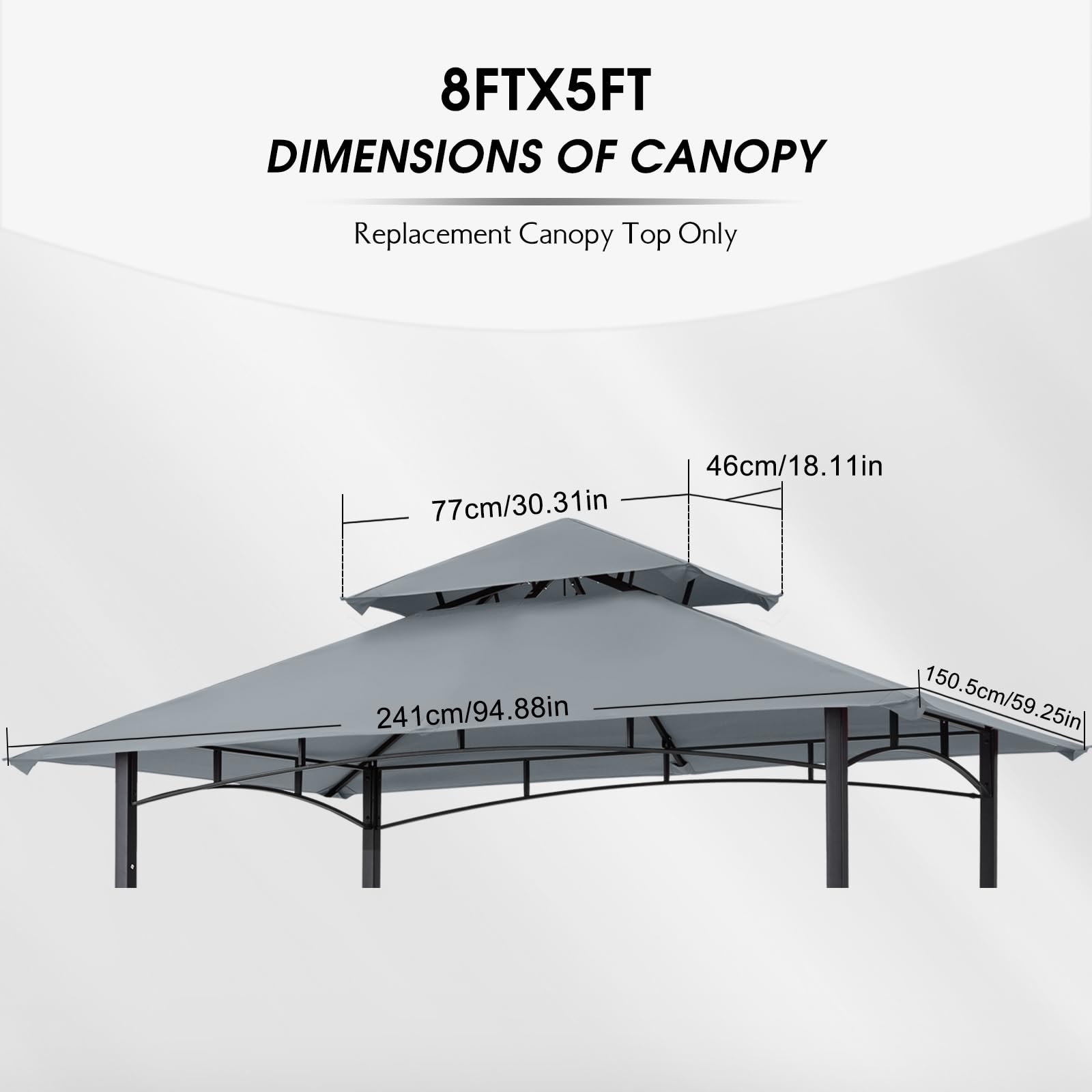 Close-up of gray vented double-tier fabric by MasterCanopy