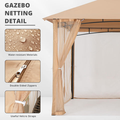 MasterCanopy gazebo netting wall with zipper sides enables easy passage while protecting against insects.