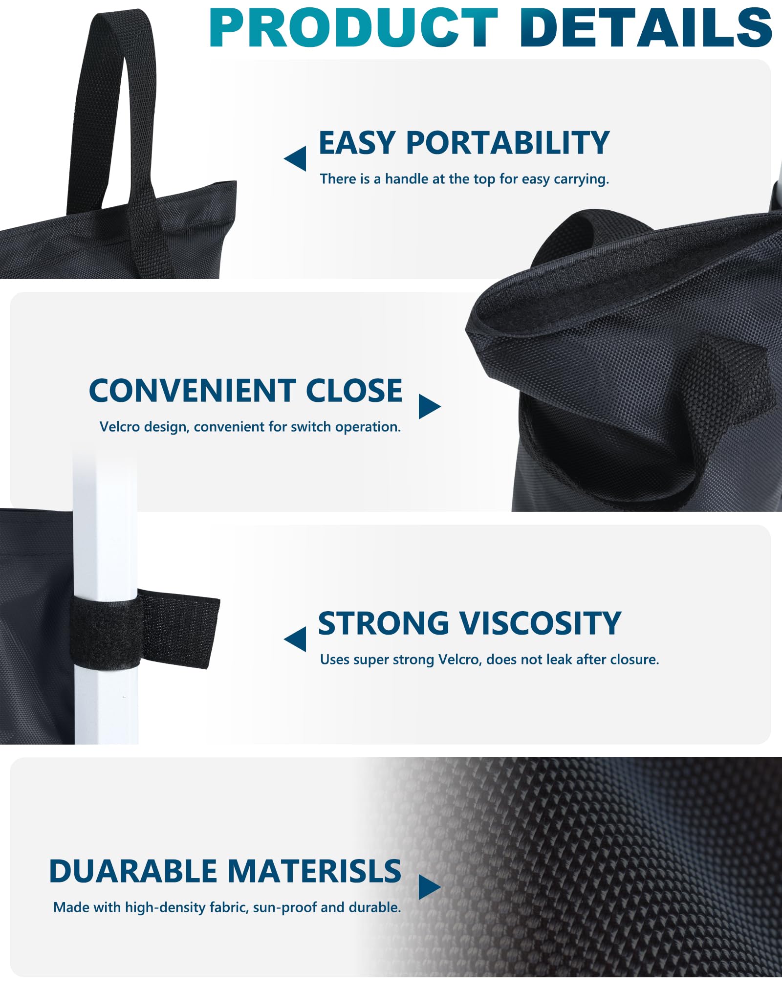Mastercanopy weight bag top hook attachment secures canopy legs.