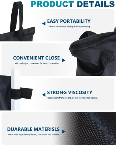 Mastercanopy weight bag top hook attachment secures canopy legs.