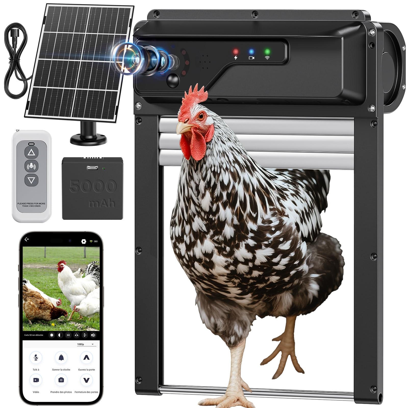 MASTERFUN WiFi automatic chicken coop door with camera provides live monitoring of your flock