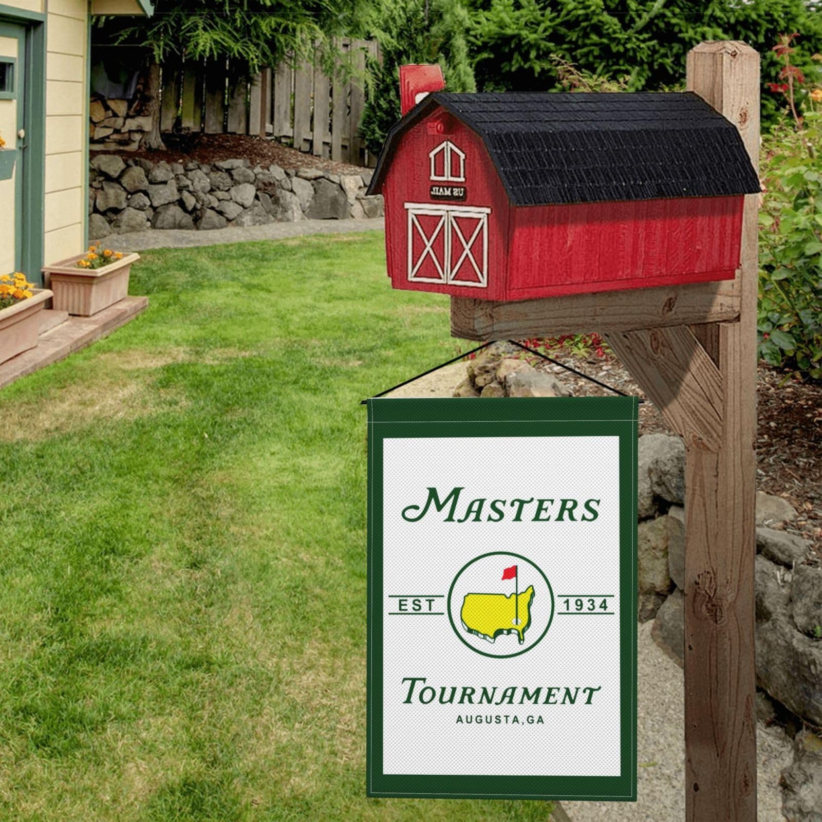 Masters Garden Flag 12x18 National Golf back design reads clearly from behind