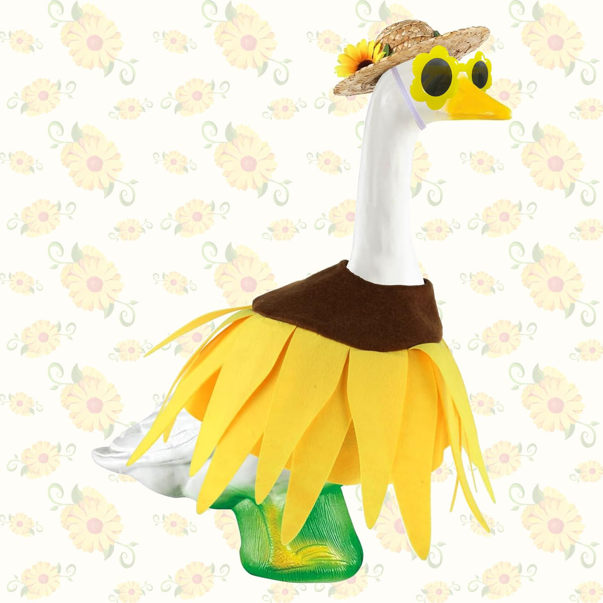 MASU&FHWE sunflower dress on goose statue enhances spring curb appeal.