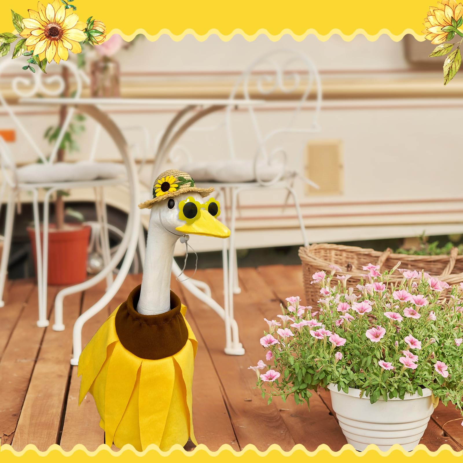 MASU&FHWE sunflower sunglasses give playful character to the goose.
