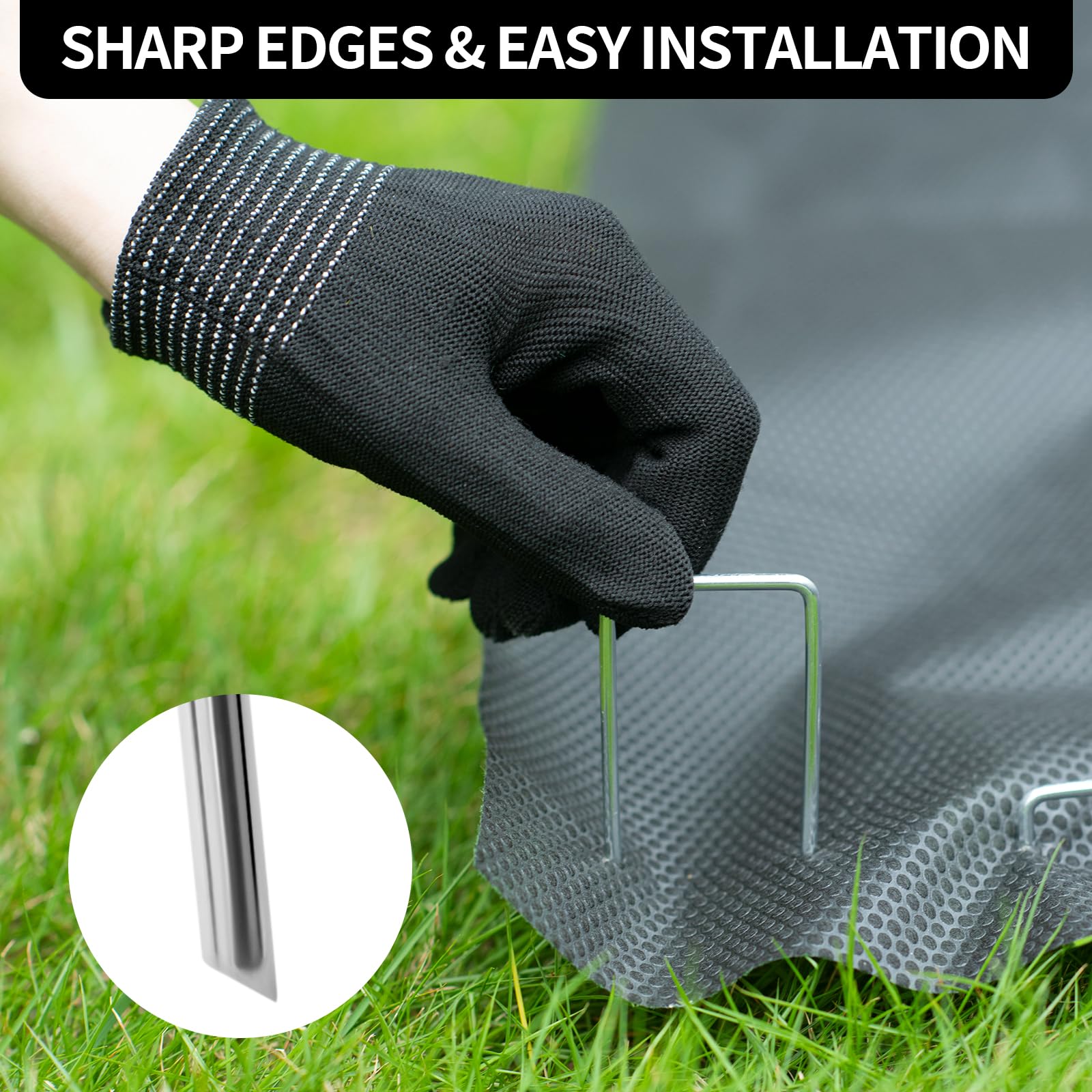 MAT 7-BANQUET stakes used with landscape fabric and edging for neat borders