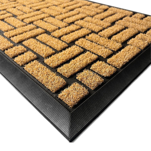 MATALL front door mat outdoor yellow welcomes guests while trapping dirt efficiently.