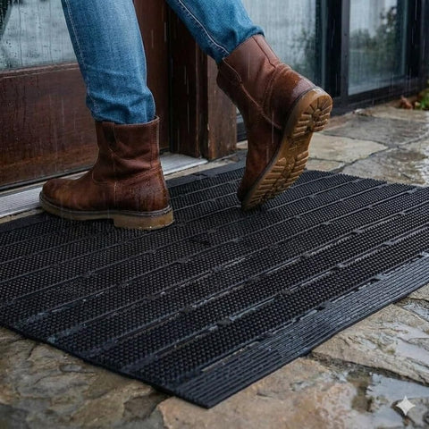 MATALL non-slip backside showing drainage channels for all weather use