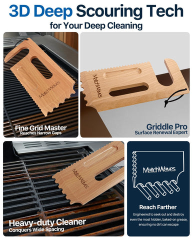 Matchwaves ergonomic grips offer secure hold during heavy scrubbing