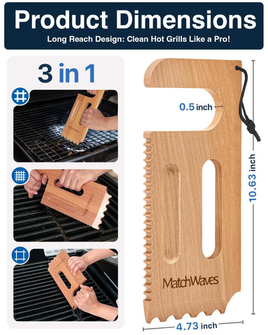 Matchwaves wooden scraper flat blade enables quick cleanup