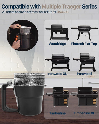 Matchwaves grease bucket liner withstands high heat and is leak-proof.