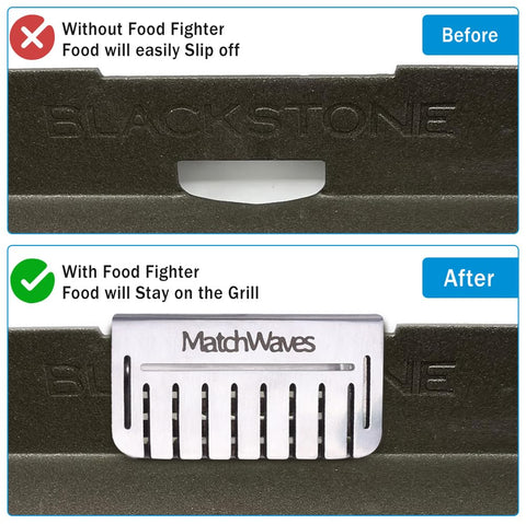 Matchwaves Grease Gate Blocker slide adjustment moves easily along the griddle edge