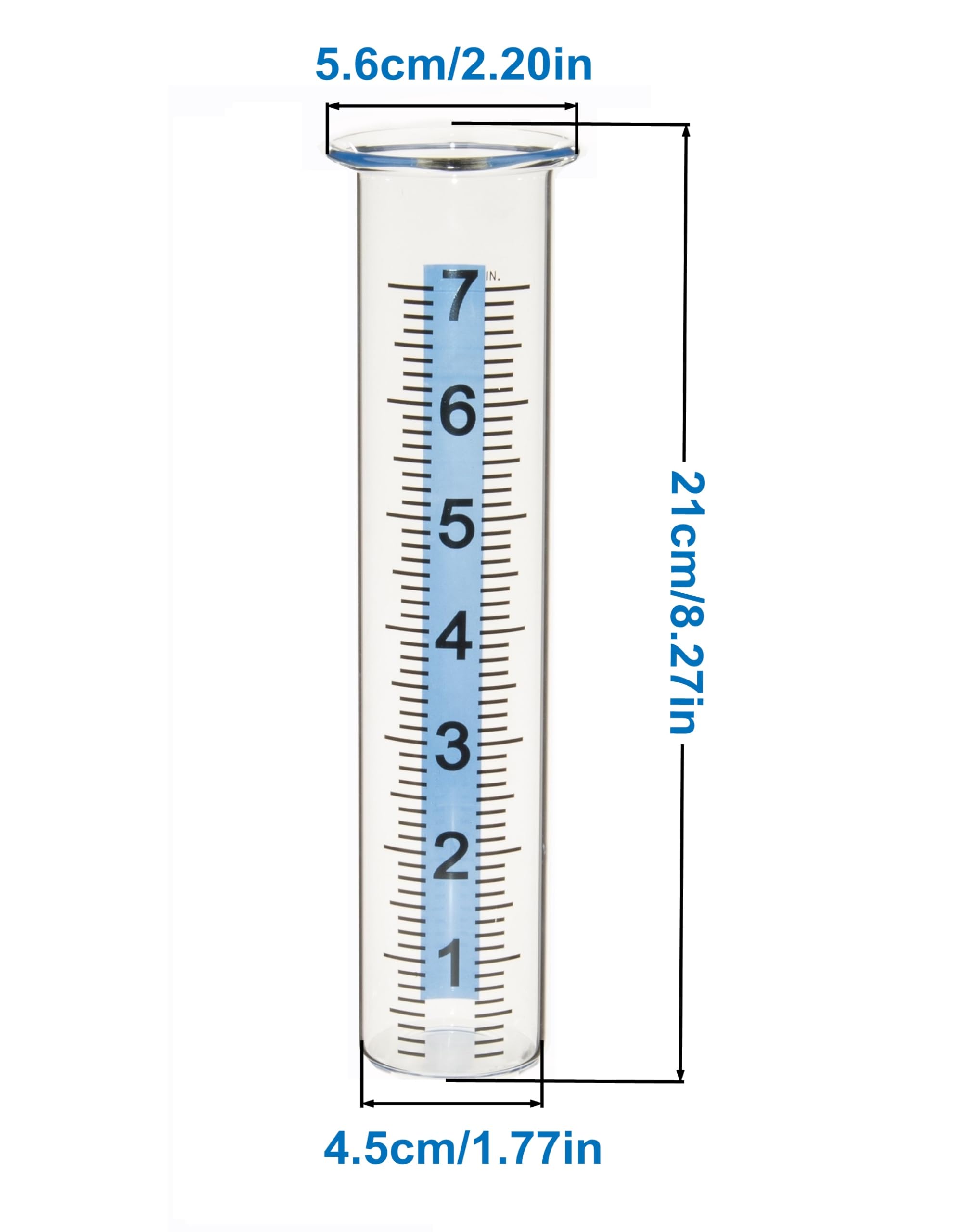 Mateda rain gauge tube with blue strip improving readability