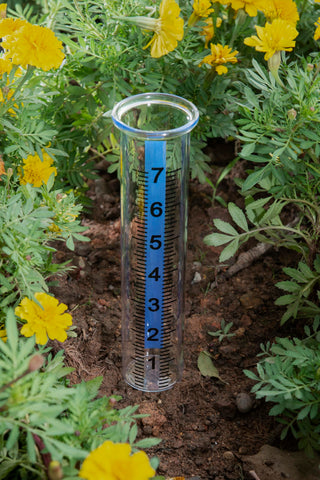 Mateda rain gauge tube showing dimensions and height