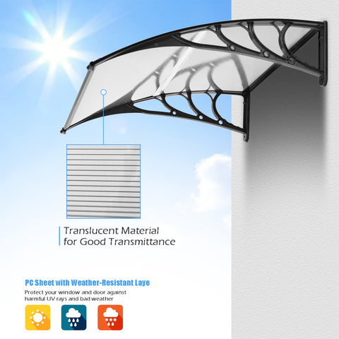 MATICO outdoor awning side view showing wind and rain protection for entry