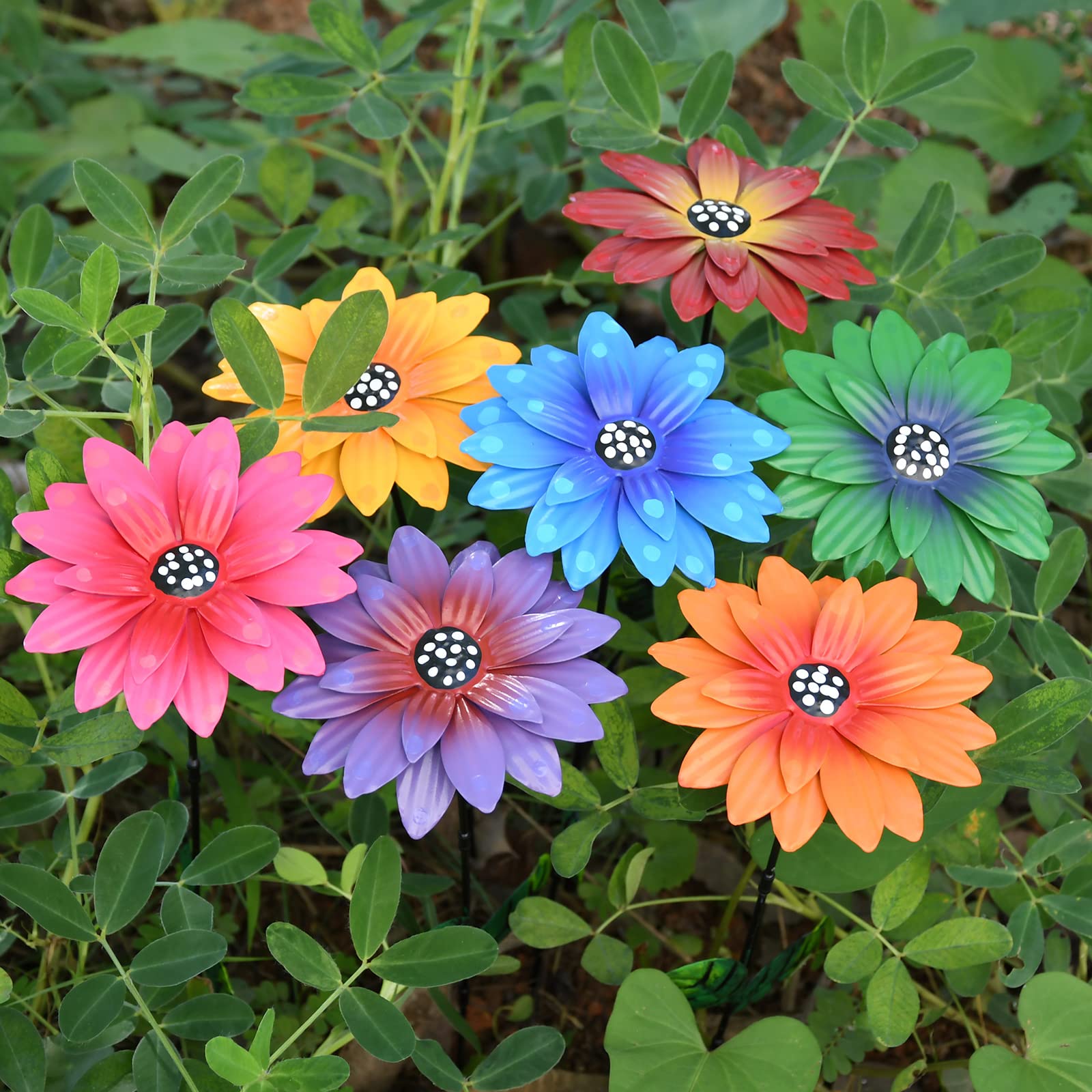 Matlern daylily garden stake set with vibrant metal blooms for outdoor decor