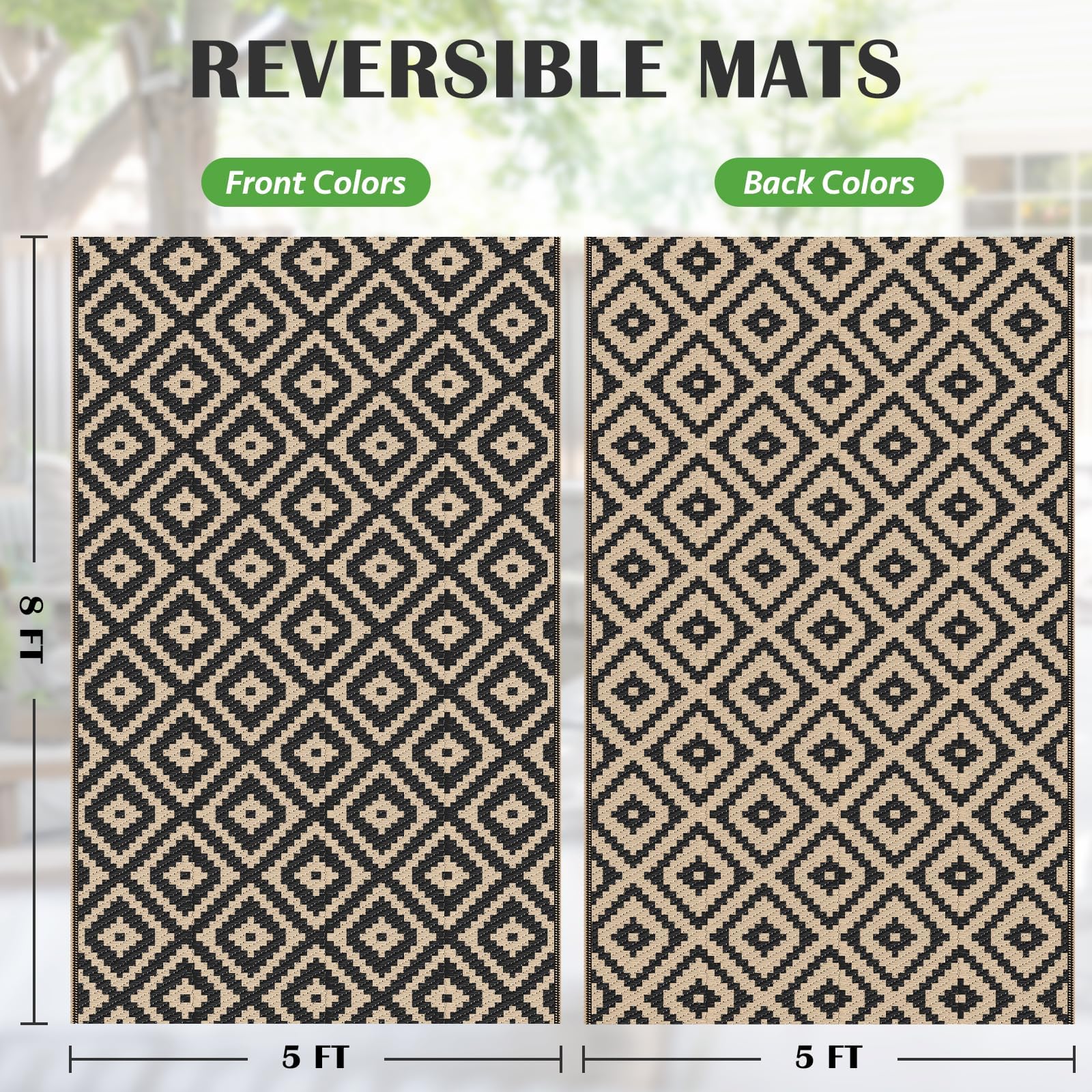 Mattitude rug with a reversible pattern for versatile outdoor styling.