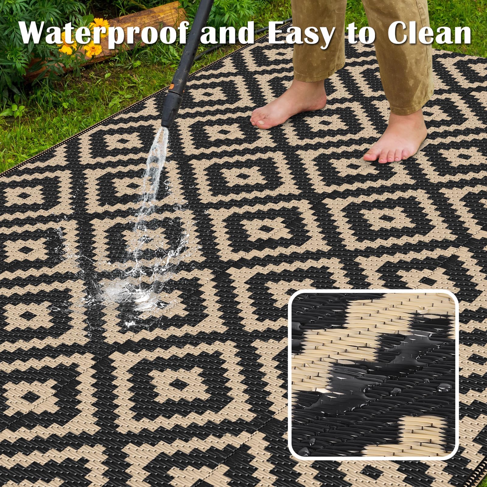 Mattitude rug in a patio setup with outdoor furniture.